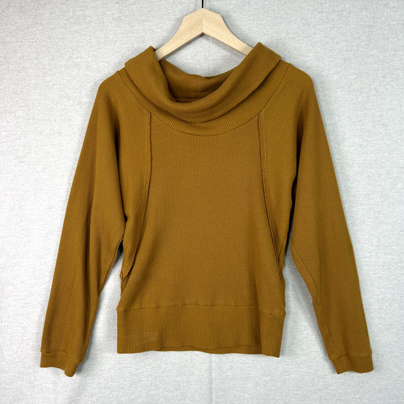 Pilcro Anthropologie Womens Angie Cowl Neck Waffle Knit Top Small Thermal Lounge - Picture 1 of 9